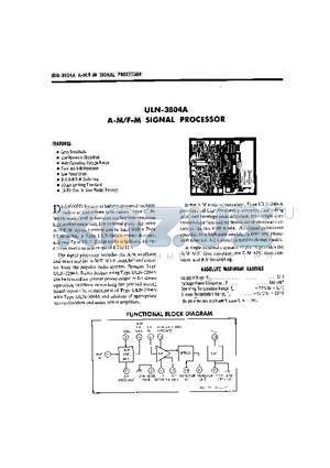 ULN-3804A-23 datasheet - A-M / F-M SIGNAL PROCESSOR
