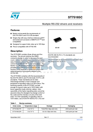 ST75185C datasheet - Multiple RS-232 drivers and receivers