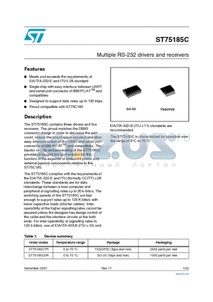 ST75185CTR datasheet - Multiple RS-232 drivers and receivers