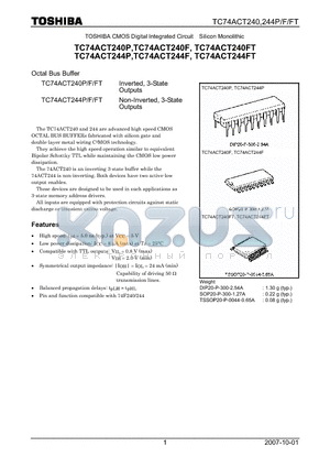 TC74ACT244FT datasheet - CMOS Digital Integrated Circuit Silicon Monolithic Octal Bus Buffer
