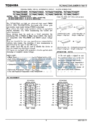 TC74ACT245F datasheet - OCTAL BUS TRANSCEIVER