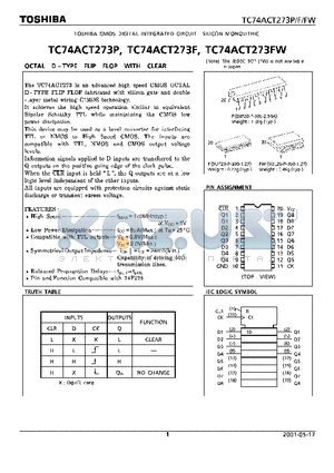 TC74ACT273F datasheet - TOSHBA CMOS DIGITAL INTEGRATED CIRCUIT SILICON MONOLITHIC