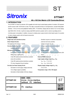 ST7546T datasheet - 66 x 102 Dot Matrix LCD Controller/Driver