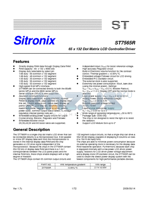 ST7565R datasheet - 65 x 132 Dot Matrix LCD Controller/Driver