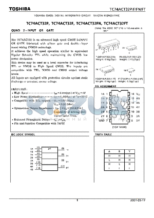 TC74ACT32F datasheet - TOSHIBA CMOS DIGITAL INTEGRATED CIRCUIT SILICON MONOLITHIC