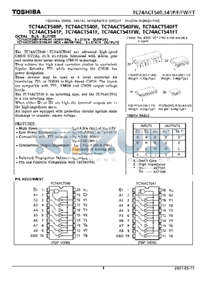 TC74ACT541F datasheet - CMOS DIGITAL INTEGRATED CIRCUIT SILICON MONOLITHIC