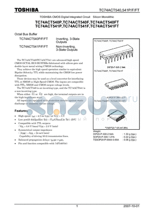TC74ACT541FT datasheet - CMOS Digital Integrated Circuit Silicon Monolithic Octal Bus Buffer