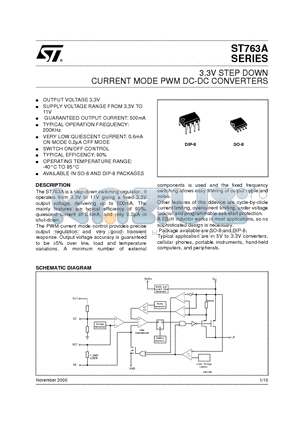 ST763A datasheet - 3.3V STEP DOWN CURRENT MODE PWM DC-DC CONVERTERS