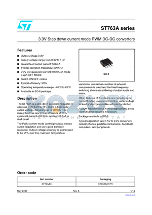 ST763A datasheet - 3.3V Step down current mode PWM DC-DC converters