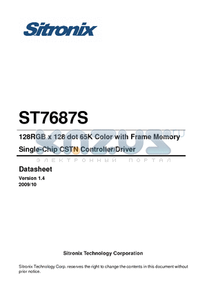 ST7687S datasheet - 128RGB x 128 dot 65K Color with Frame Memory Single-Chip CSTN Controller/Driver