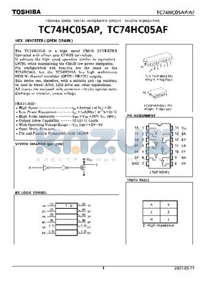 TC74HC05AP datasheet - HEX INVERTER (OPEN DRAIN)