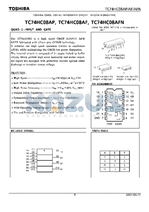 TC74HC08AFN datasheet - QUAD 2-INPUT AND GATE