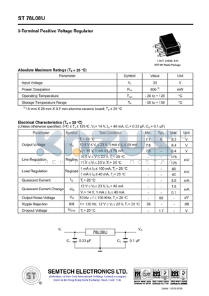 ST78L08U datasheet - 3-Terminal Positive Voltage Regulator
