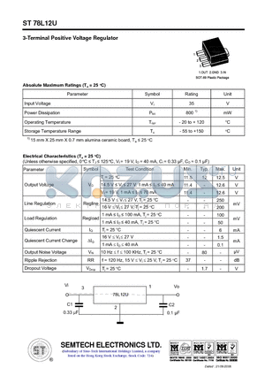 ST78L12U datasheet - 3-Terminal Positive Voltage Regulator