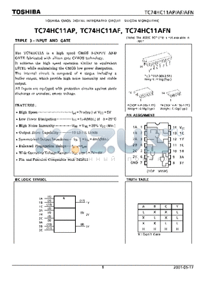 TC74HC11AFN datasheet - TOSHIBA CMOS DIGITAL INTEGRATED CIRCUIT SILICON MONOLITHIC