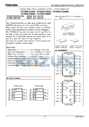 TC74HC125AFN datasheet - CMOS DIGITAL INTEGRATED CIRCUIT SILICON MONOLITHIC