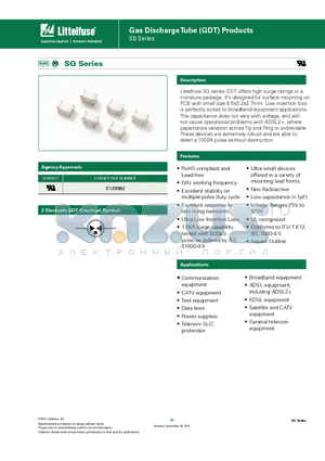 SG75 datasheet - Gas Discharge Tube (GDT) Products