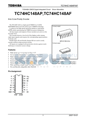 TC74HC148AP_07 datasheet - 8-to-3 Line Priority Encoder