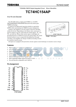 TC74HC154AP datasheet - 4-to-16 Line Decoder