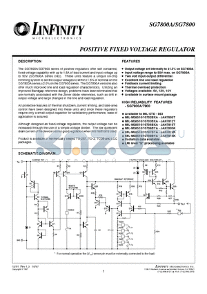 SG7805L/883B datasheet - POSITIVE FIXED VOLTAGE REGULATOR