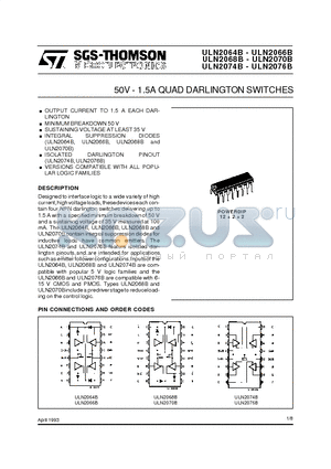 ULN2064B-ULN2066B datasheet - 50V - 1.5A QUAD DARLINGTON SWITCHES