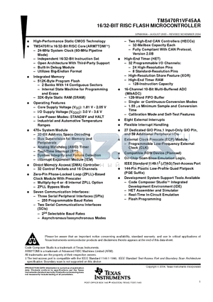 TMS470R1VF45AA datasheet - 16/32-BIT RISC FLASH MICROCONTROLLER