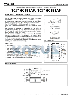 TC74HC191AF datasheet - COMS DIGITAL INTERATED CIRCUIT SILICON MONOLITHIC