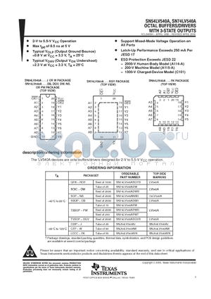 SN74LV540ADBR datasheet - OCTAL BUFFERS/DRIVERS WITH 3-STATE OUTPUTS