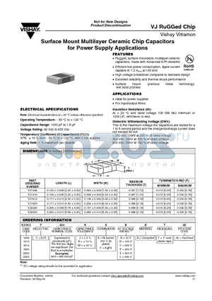 VJ2220Y274 datasheet - Surface Mount Multilayer Ceramic Chip Capacitors for Power Supply Applications