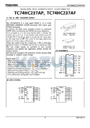 TC74HC237 datasheet - 3- TO - 8 LINE DECODER/LATCH