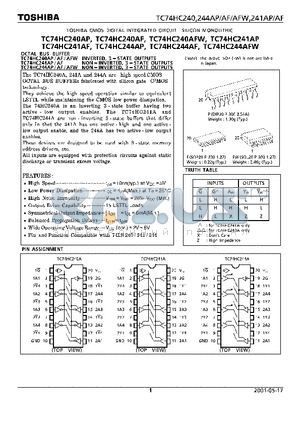 TC74HC240 datasheet - TOSHIBA CMOS DIGITAL INTEGRATED CIRCUIT SILICON MONOLITHIC