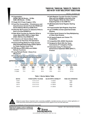 TMS55176 datasheet - 262144 BY 16-BIT MULTIPORT VIDEO RAM