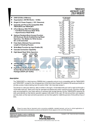 TMS4C2972 datasheet - 245760 BY 12-BIT FIELD MEMORY