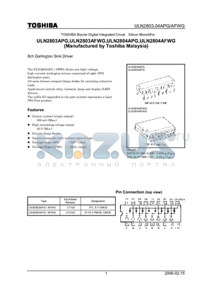 ULN2803A datasheet - 8ch Darlington Sink Driver