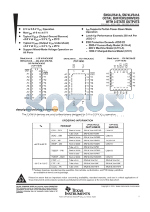 SN74LV541ADGV datasheet - OCTAL BUFFERS/DRIVERS WITH 3-STATE OUTPUTS