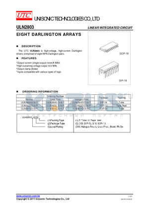 ULN2803_11 datasheet - EIGHT DARLINGTON ARRAYS