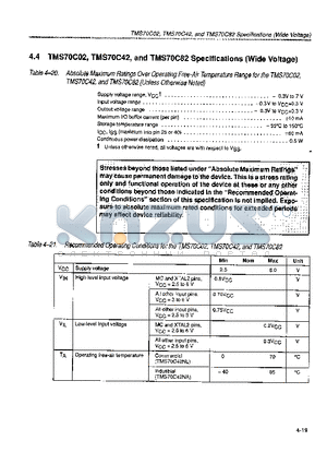 TMS70C42 datasheet - WIDE VOLTAGE