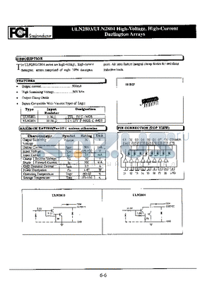 ULN2804 datasheet - High-Voltage,High-Current Darlington Arrays