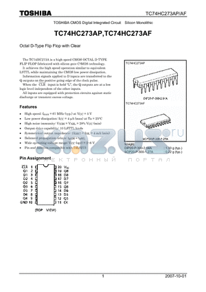 TC74HC273AP datasheet - Octal D-Type Flip Flop with Clear