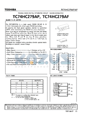 TC74HC279AP datasheet - CMOS DIGITAL INTEGRATED CIRCUIT SILICON MONOLITHIC