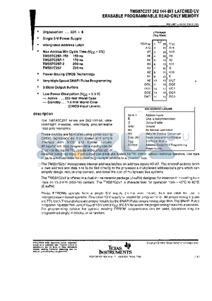 TMS87C257 datasheet - Erasable programmable read-only memory
