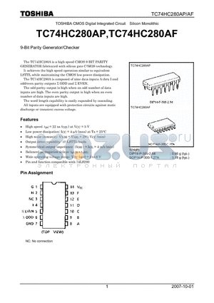 TC74HC280AP datasheet - 9-Bit Parity Generator/Checker