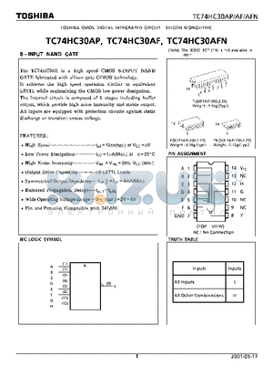 TC74HC30AF datasheet - 8-INPUT NAND GATE