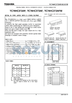 TC74HC373AF datasheet - OCTAL D TYPE LATCH WITH 3 STATE OUTPUT