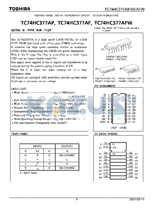 TC74HC377AP datasheet - OCTAL D TYPE FLIP FLOP