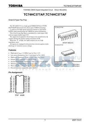 TC74HC377AP datasheet - CMOS Digital Integrated Circuit Silicon Monolithic Octal D-Type Flip-Flop