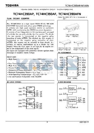 TC74HC390AF datasheet - TOSHIBA CMOS DIGITAL INTEGRATED CIRCUIT SILICON MONOLITHIC