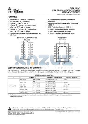 SN74LV573ATPW datasheet - OCTAL TRANSPARENT D-TYPE LATCH WITH 3-STATE OUTPUTS