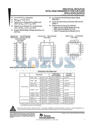 SN74LV574ADBRE4 datasheet - OCTAL EDGE-TRIGGERED D-TYPE FLIP-FLOPS