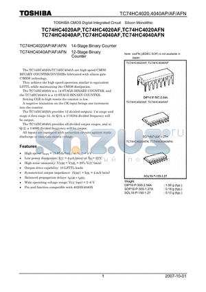 TC74HC4020AP datasheet - CMOS Digital Integrated Circuit Silicon Monolithic